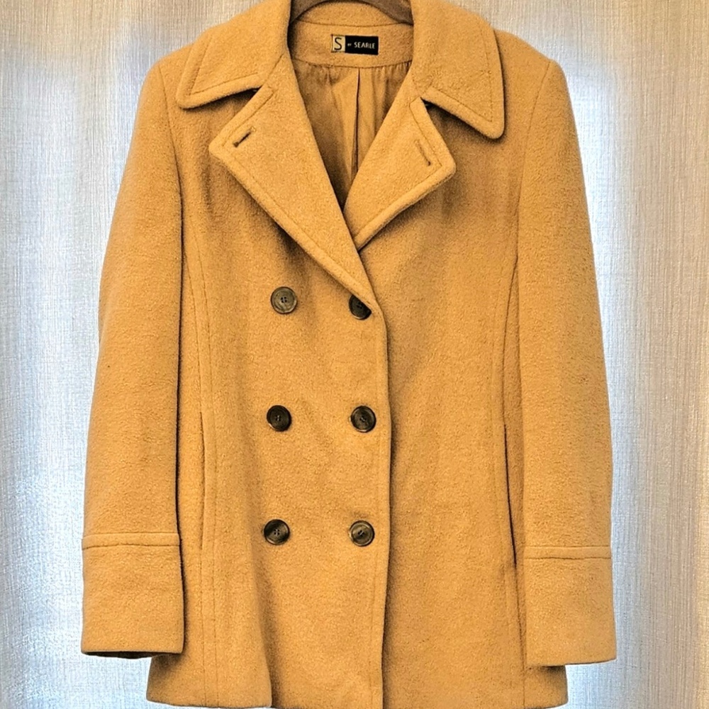 Vintage S by Searle Womens Camel Color Cashmere Short Coat Jacket Small